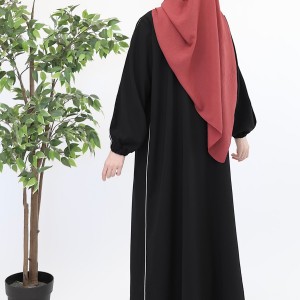 Suud Fermuarlı Ferace - Siyah