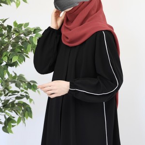 Suud Fermuarlı Ferace - Siyah