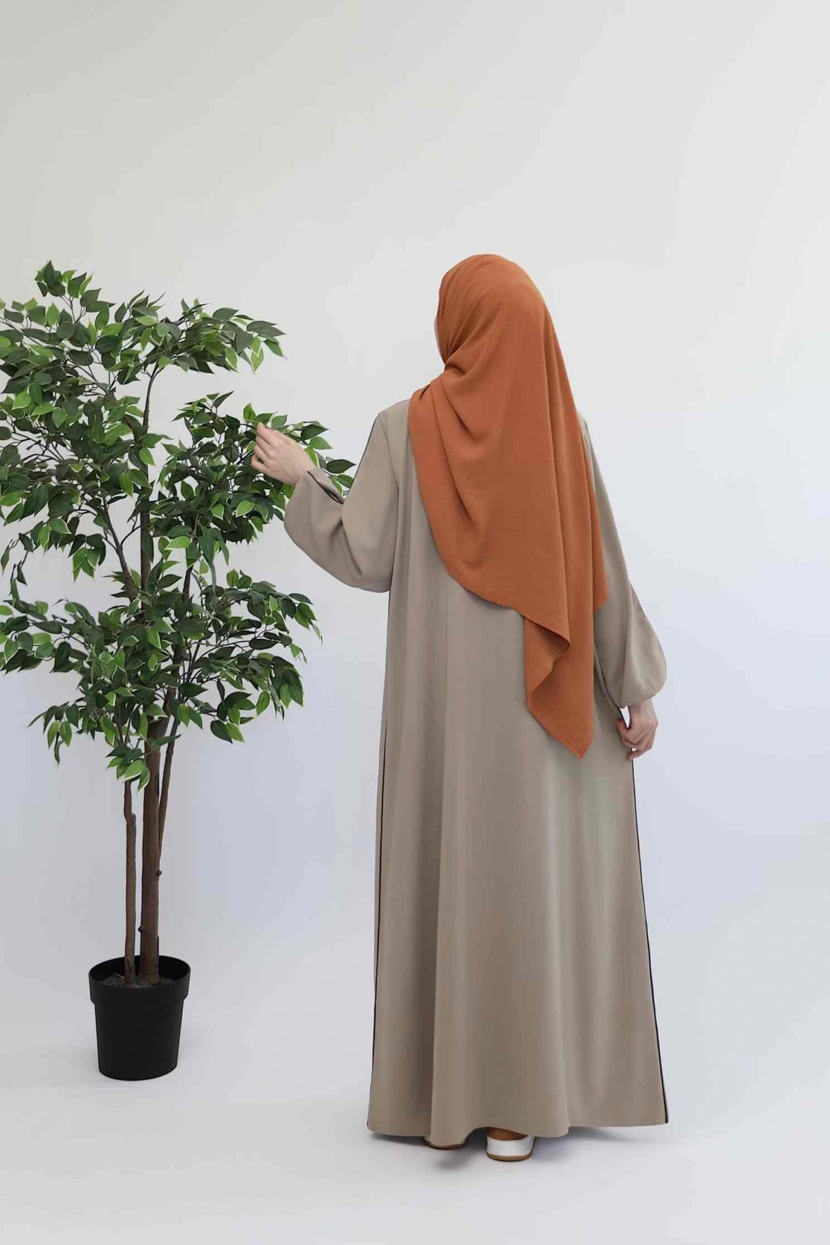 Suud Fermuarlı Ferace - Bej
