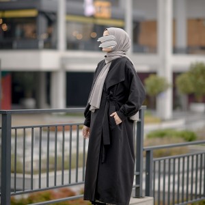 Şal Yaka Trençkot - Siyah